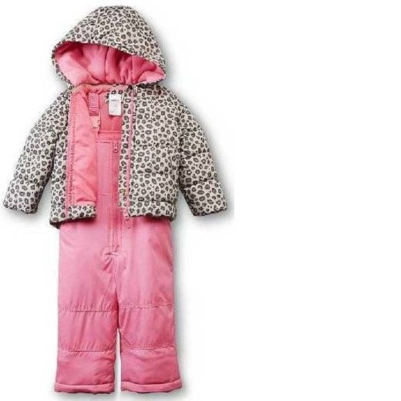*Snowsuit Carters sz 24 months Leopard Pink Jacket & Snow Bib 2 Pc Set Girls - Picture 1 of 7